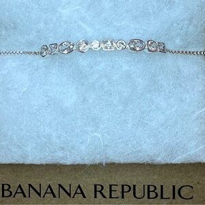Banana Republic Silver Mixed Shapes Stones Adjustable Slider Bracelet NWT